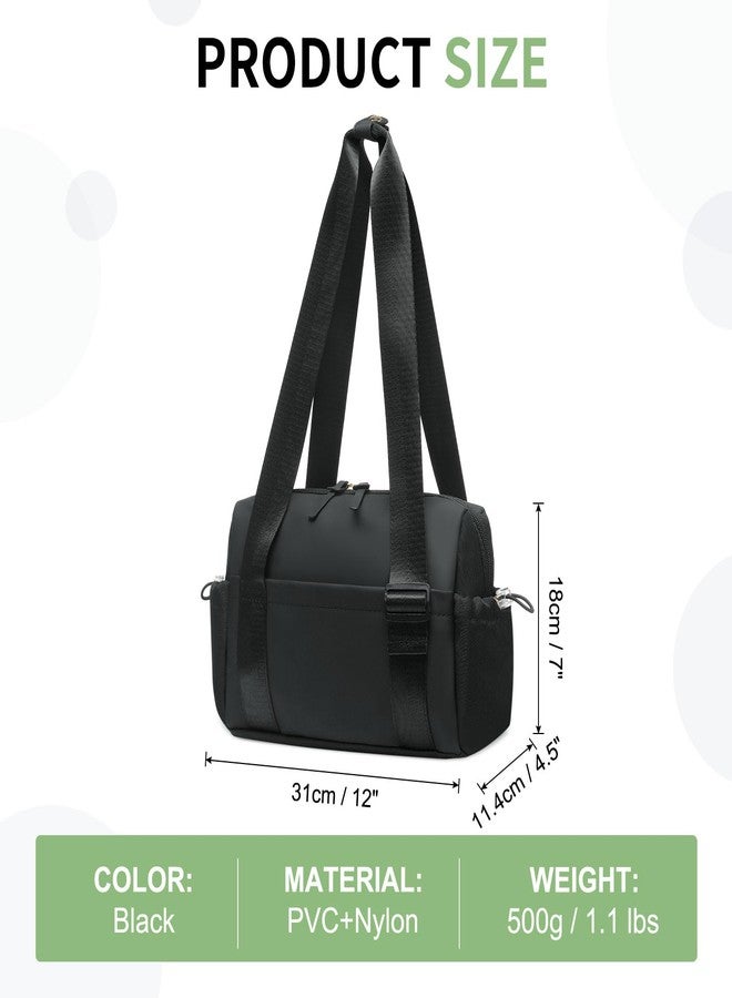 SUIKIHUM Mini Gym Bag for Women, Yoga Small Sports Bag for Women Girls, Waterproof PU Fitness Tote with Wet Compartment, Black - Image 3